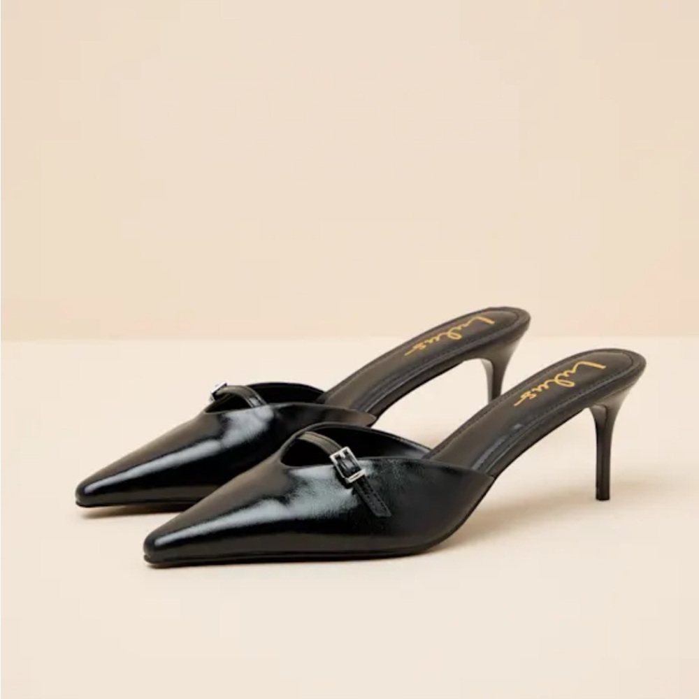 NWB Lulus Austine Black Pointed-toe Mule Pumps - Size 11 - Picture 5 of 7